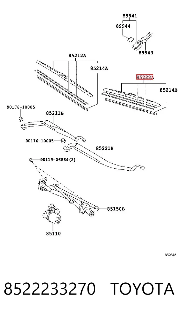 Pióro wycieraczki szyby przedniej kierowcy 8522233270 Toyota