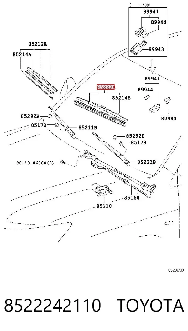 Pióro wycieraczki szyby przedniej kierowcy 8522242110 Toyota
