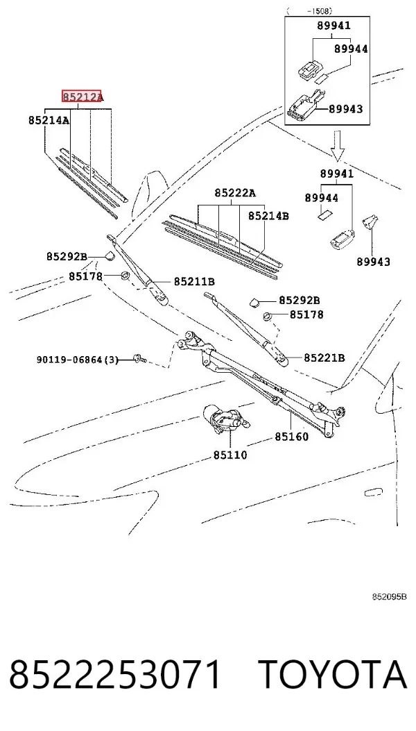 Pióro wycieraczki szyby przedniej kierowcy 8522253071 Toyota