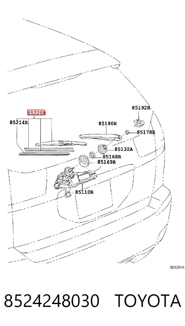 Pióro wycieraczki szyby tylnej 8524248030 Toyota