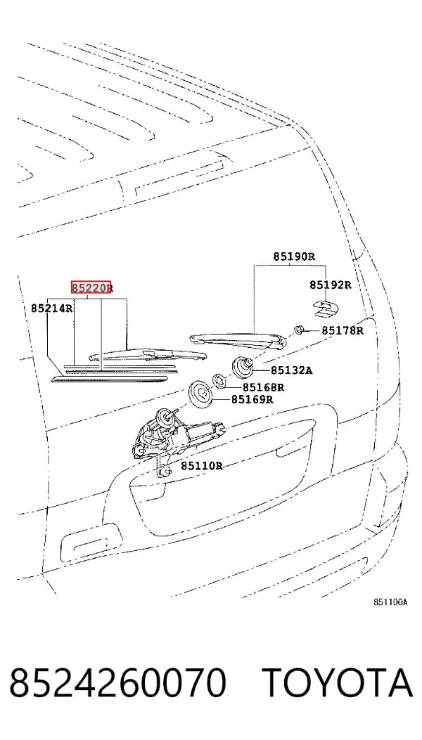 Pióro wycieraczki szyby tylnej 8524260070 Toyota