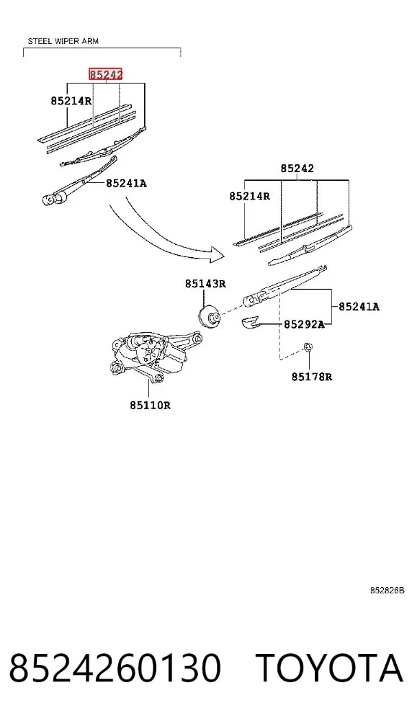 Pióro wycieraczki szyby tylnej 8524260130 Toyota