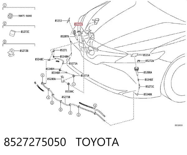 Uchwyt wylotu spryskiwacza reflektora 8527275050 Toyota