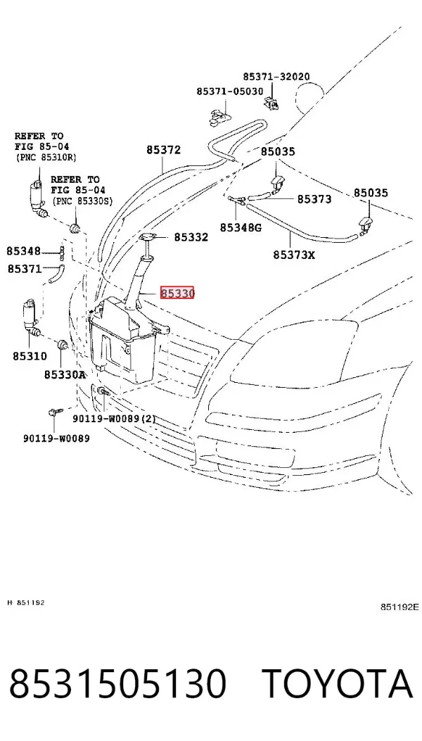 Zbiorniczek spryskiwacza szyb 8531505130 Toyota