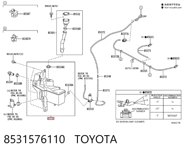 Zbiorniczek spryskiwacza szyb 8531576110 Toyota