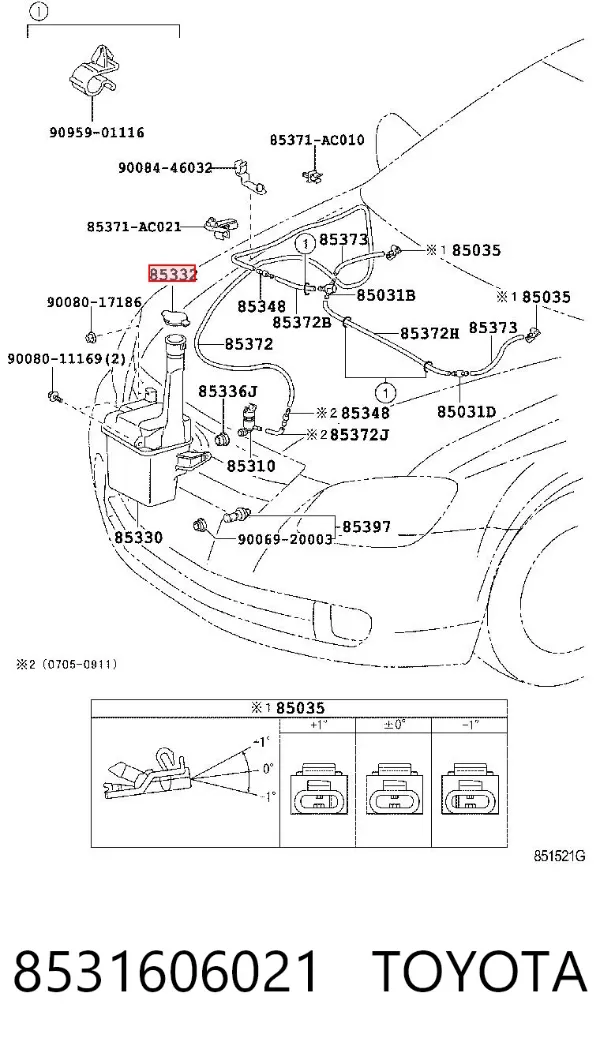 Korek zbiornika spryskiwacza 8531606021 Toyota