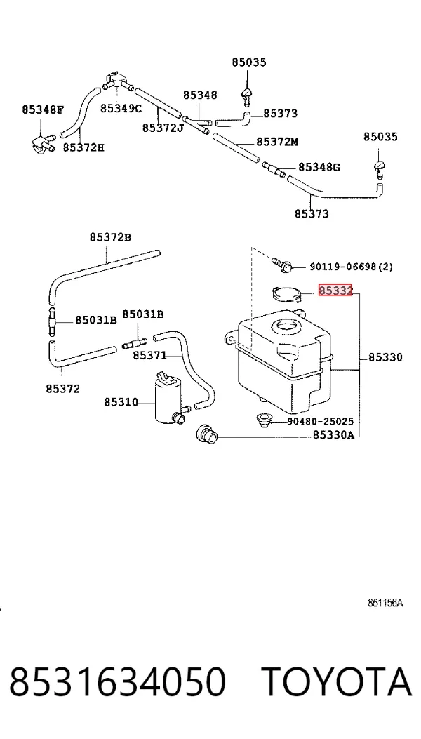Korek zbiornika spryskiwacza Toyota Hilux N