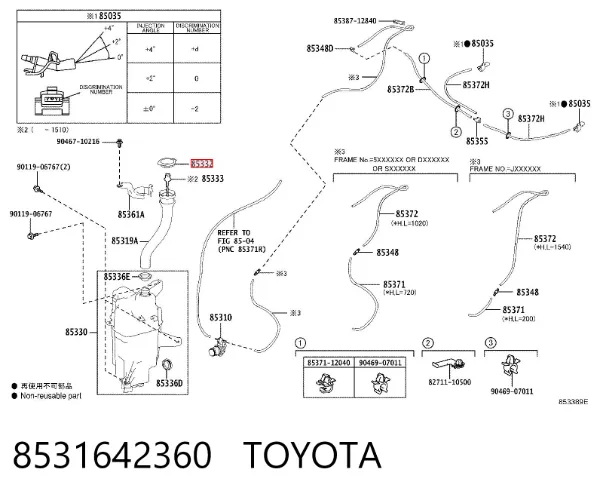 Korek zbiornika spryskiwacza 8531642360 Toyota