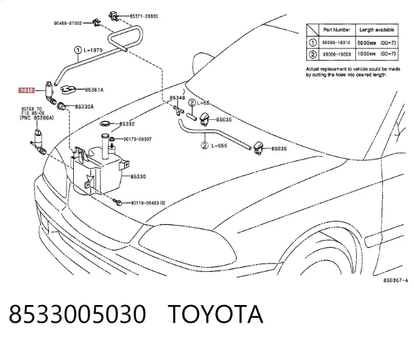 Pompka spryskiwacza szyby przedniej 8533005030 Toyota