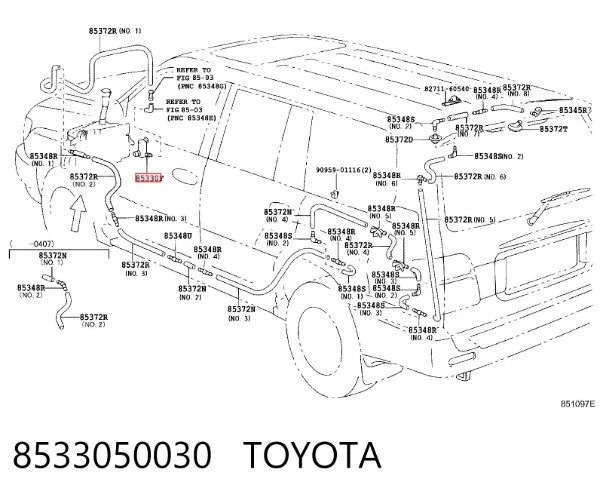 Pompka spryskiwacza szyby przedniej 8533050030 Toyota