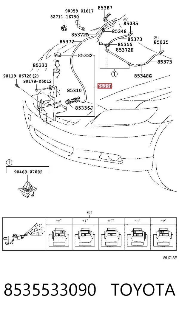 Zbiorniczek spryskiwacza szyb 8535533090 Toyota