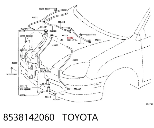 Dysza spryskiwacza szyby przedniej 8538142060 Toyota