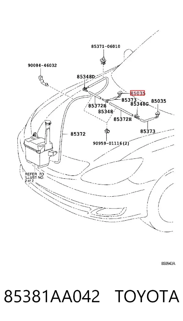 Dysza spryskiwacza szyby przedniej 85381AA042 Toyota