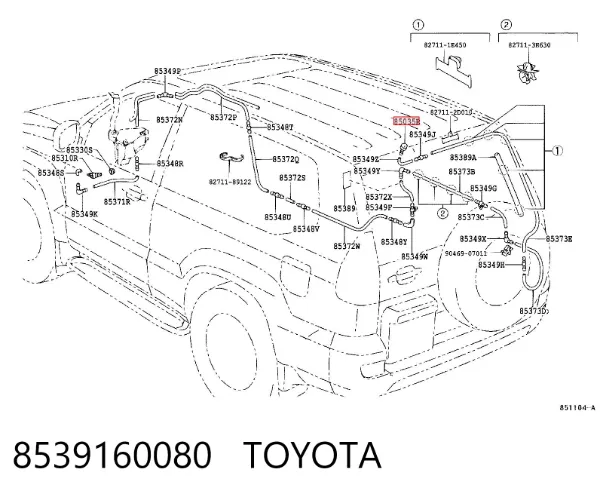 Dysza spryskiwacza szyby tylnej 8539160080 Toyota