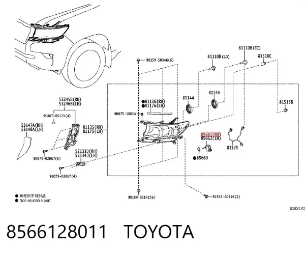 Korektor swiatel 8566128011 Toyota