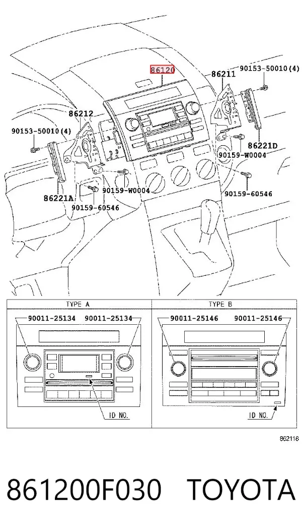 Radioodtwarzacz (radio AM/FM) 861200F030 Toyota