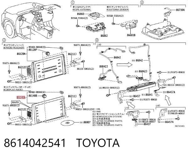 Wyświetlacz wielofunkcyjny 8614042541 Toyota