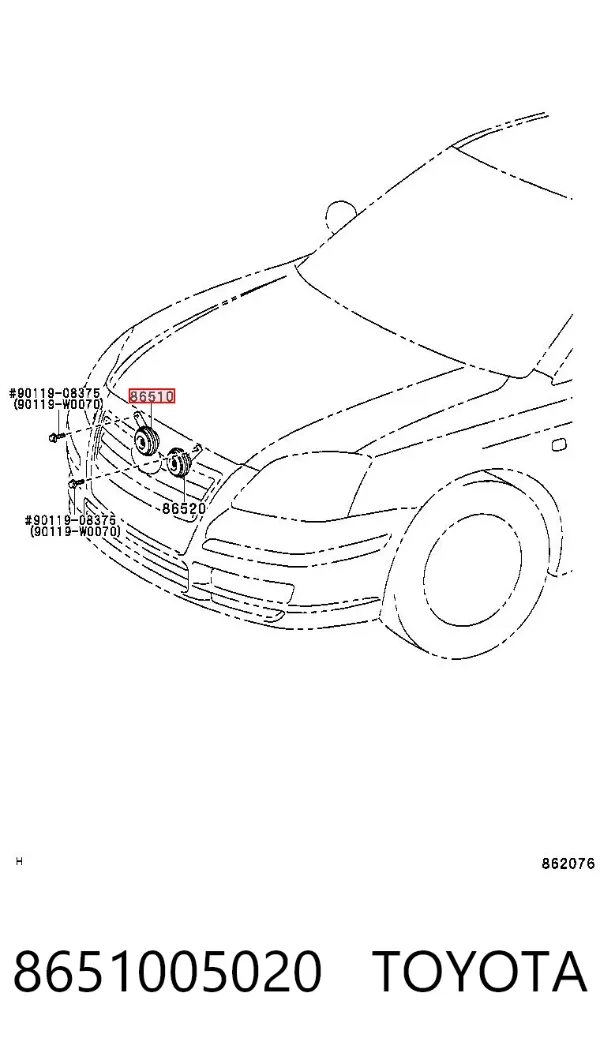 Sygnał dźwiękowy (klakson) 8651005020 Toyota