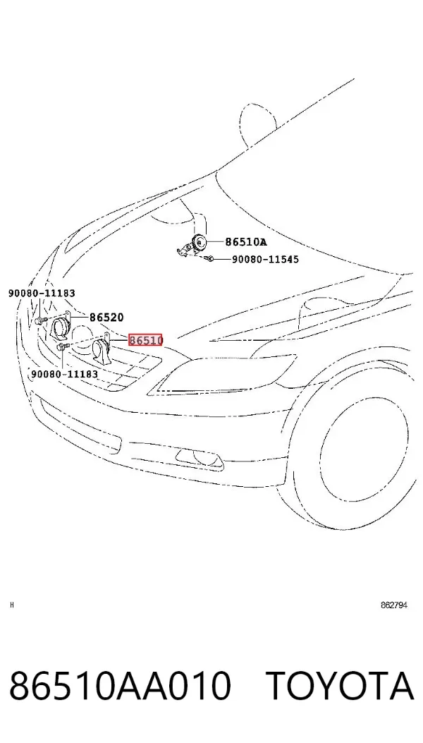 Sygnał dźwiękowy (klakson) 86510AA010 Toyota