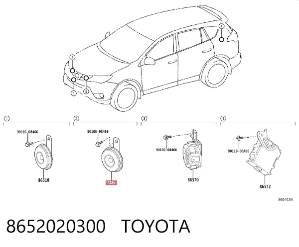Sygnał dźwiękowy (klakson) 8652020300 Toyota