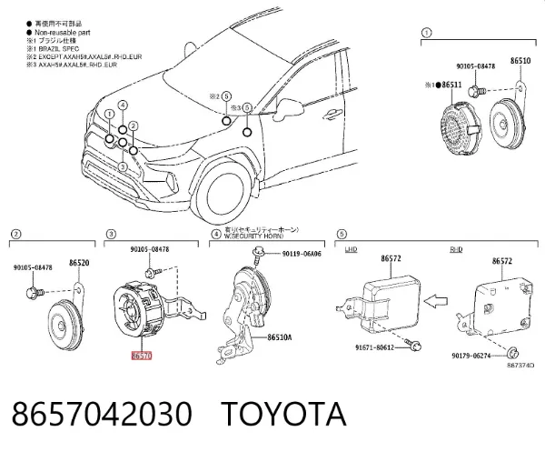 Dynamik zbliżania pojazdu 8657042030 Toyota
