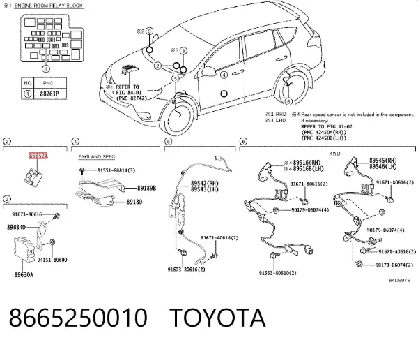 Brzęczyk czujnika parkowania / dostępu bezkluczykowego 8665250010 Toyota