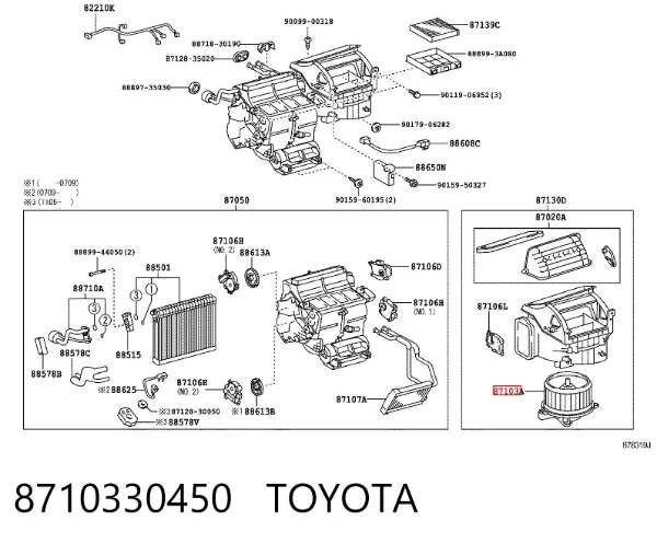 Silniczek wentylatora nagrzewnicy (ogrzewacza wnętrza) 8710330450 Toyota