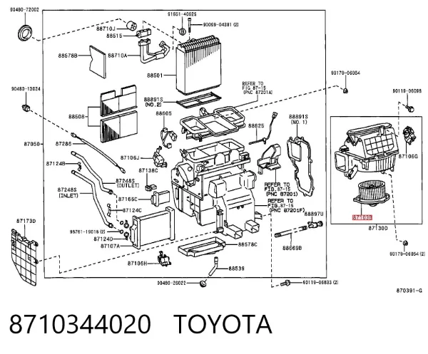 Silniczek wentylatora nagrzewnicy (ogrzewacza wnętrza) 8710344020 Toyota