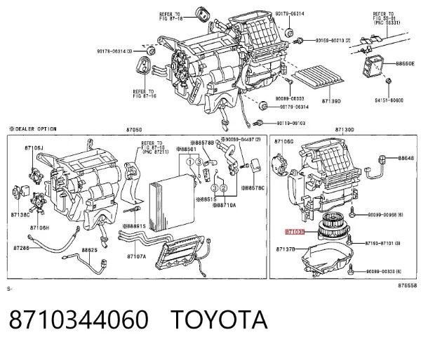 Silniczek wentylatora nagrzewnicy (ogrzewacza wnętrza) 8710344060 Toyota