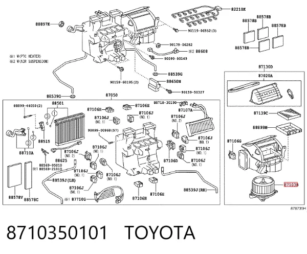 Silniczek wentylatora nagrzewnicy (ogrzewacza wnętrza) 8710350101 Toyota