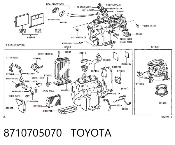 Chłodnica nagrzewnicy (ogrzewacza) 8710705070 Toyota