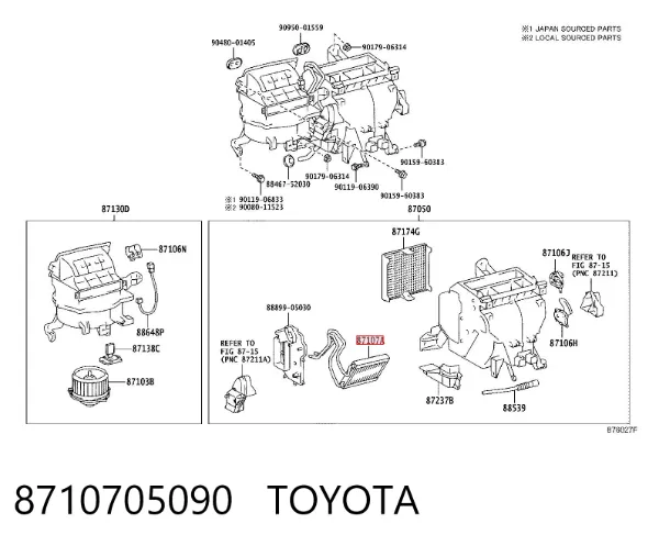 Chłodnica nagrzewnicy (ogrzewacza) 8710705090 Toyota