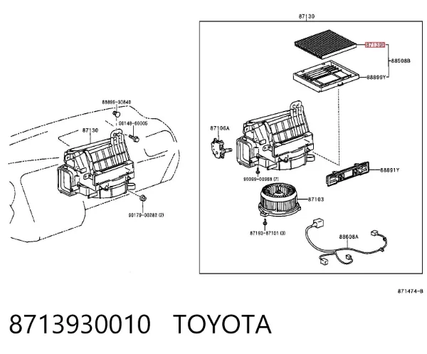Filtr kabiny 8713930010 Toyota