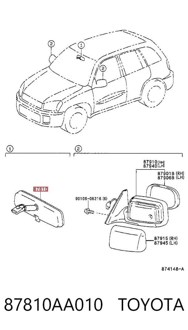 Lusterko wewnętrzne 87810AA010 Toyota