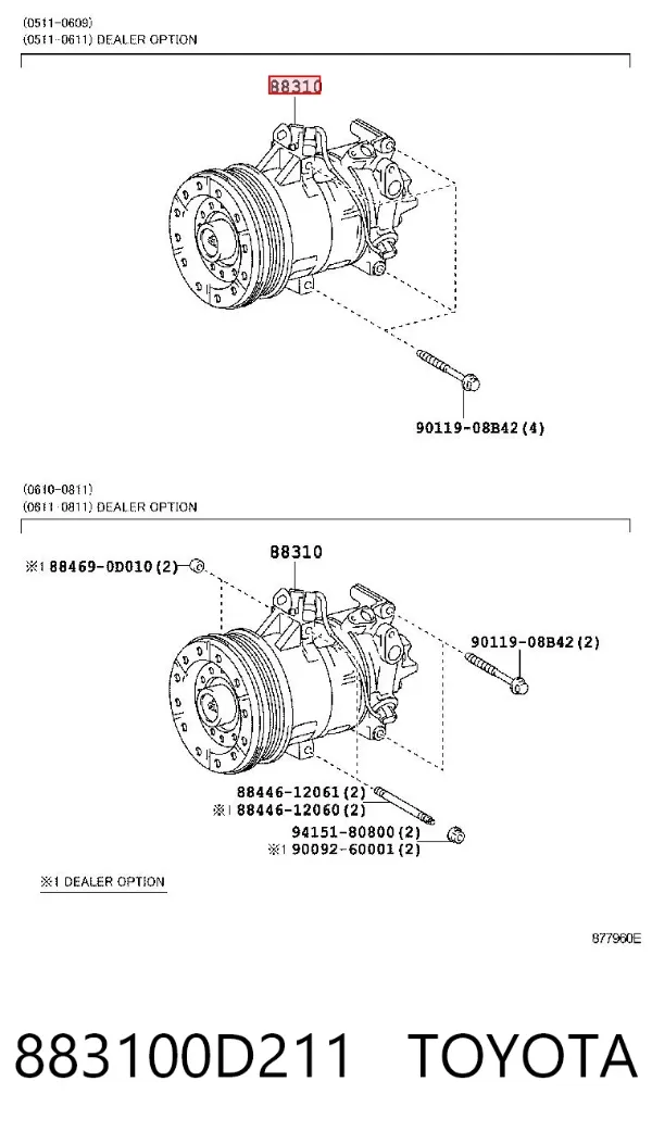Sprężarka klimatyzacji 883100D211 Toyota