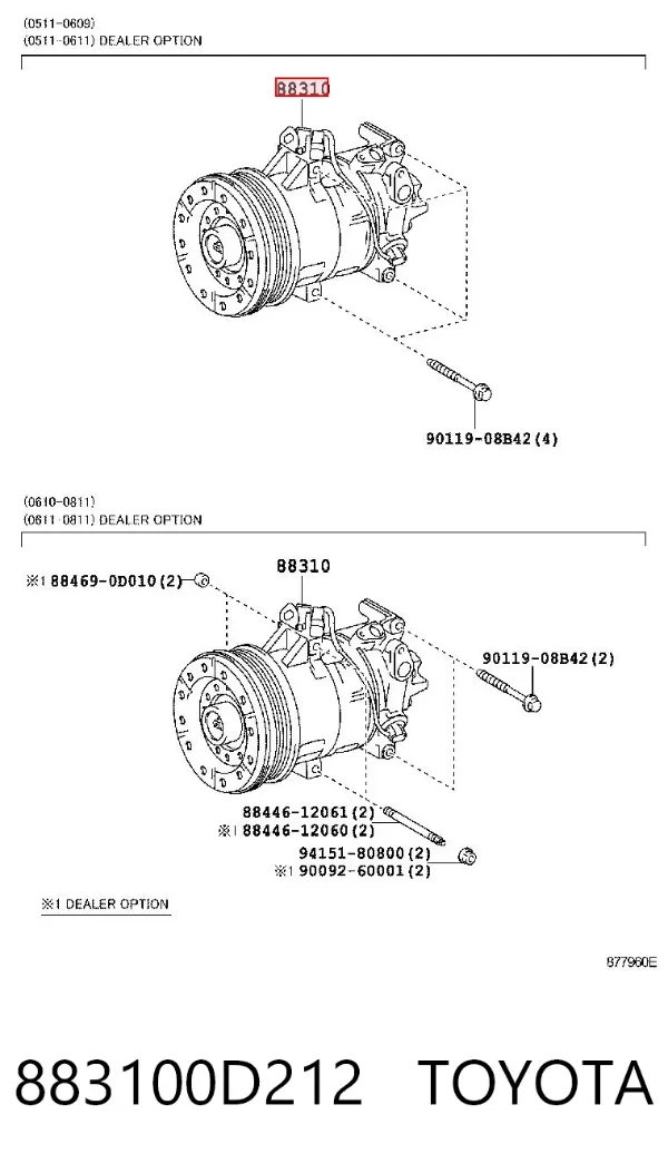 Sprężarka klimatyzacji 883100D212 Toyota