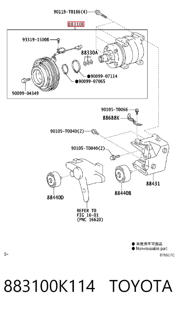 Sprężarka klimatyzacji 883100K114 Toyota