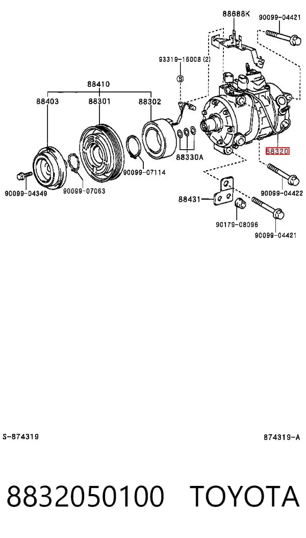 Sprężarka klimatyzacji 8832050100 Toyota