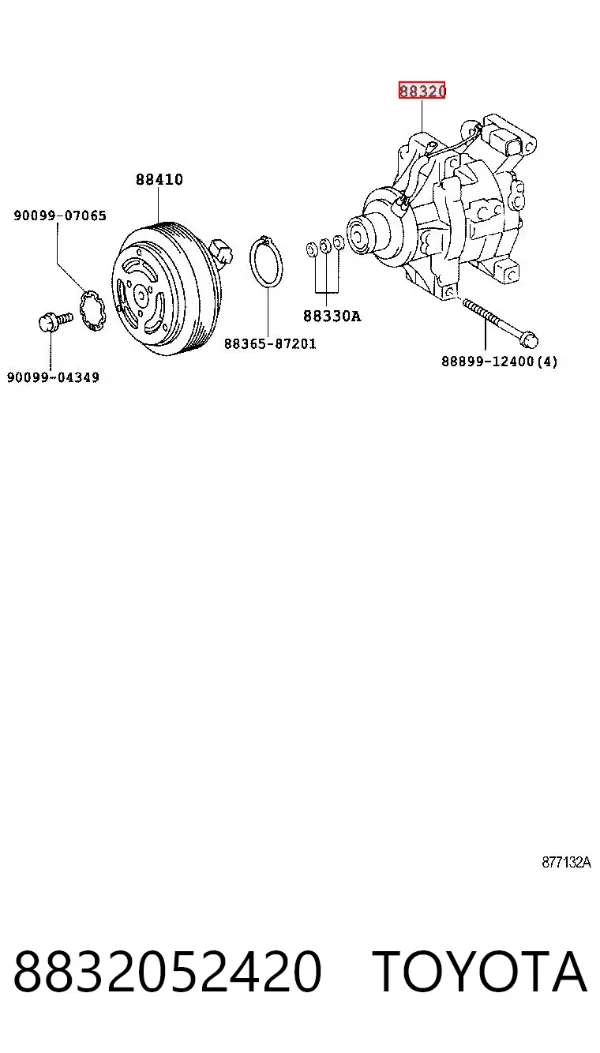 Sprężarka klimatyzacji 8832052420 Toyota