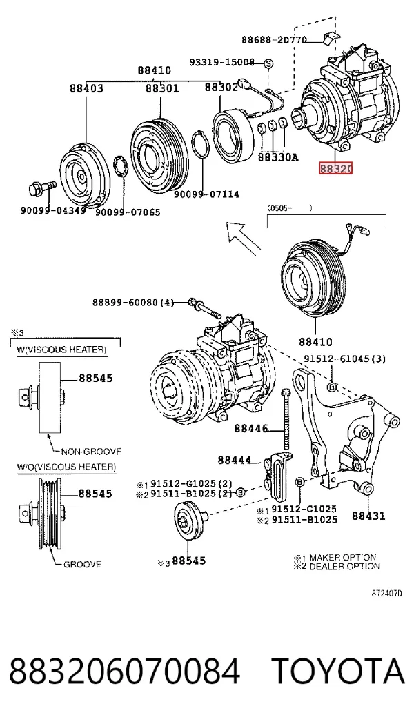 Sprężarka klimatyzacji 883206070084 Toyota