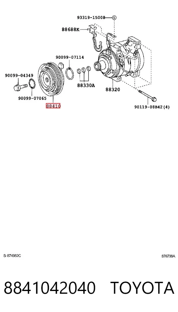 Sprzęgło sprężarki klimatyzacji 8841042040 Toyota