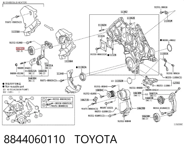 Rolka prowadząca, kierunkowa paska napędowego 8844060110 Toyota
