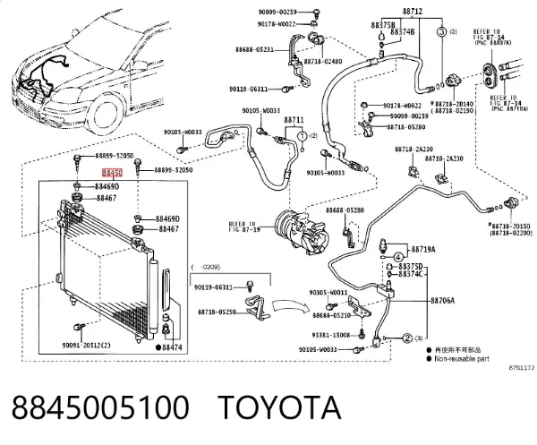 Chłodnica klimatyzacji 8845005100 Toyota