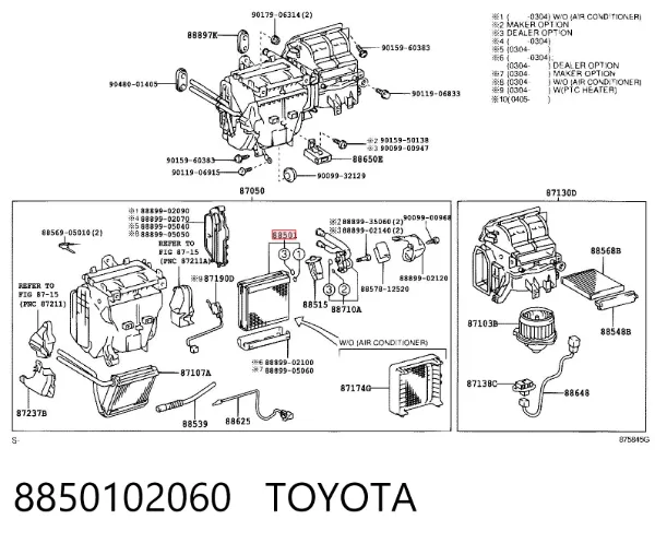 Parownik klimatyzacji Toyota Corolla E12U