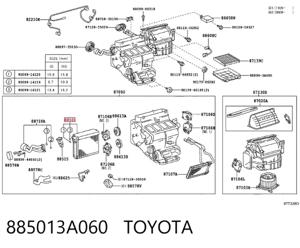 Parownik klimatyzacji 885013A060 Toyota