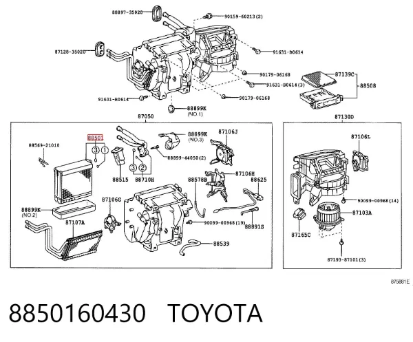 Parownik klimatyzacji 8850160430 Toyota