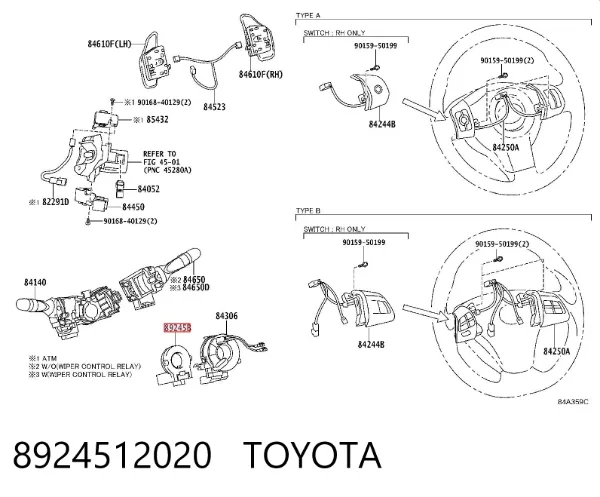 Czujnik kąta skrętu kierownicy 8924512020 Toyota