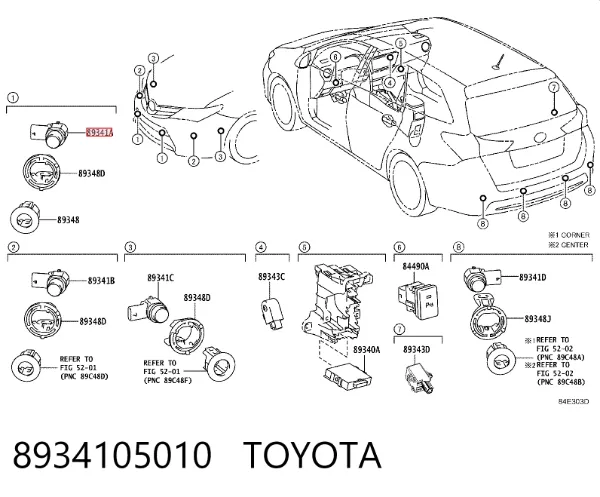 Czujnik parkowania tylny 8934105010 Toyota