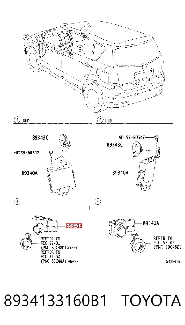 Czujnik parkowania przedni boczny 8934133160B1 Toyota