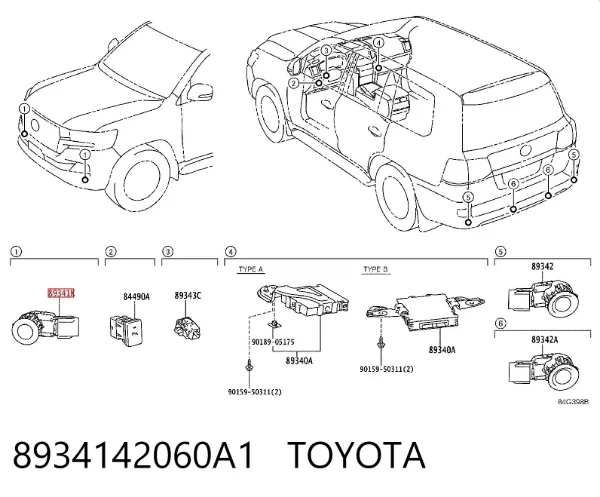 Czujnik parkowania przedni/tylny środkowy 8934142060A1 Toyota
